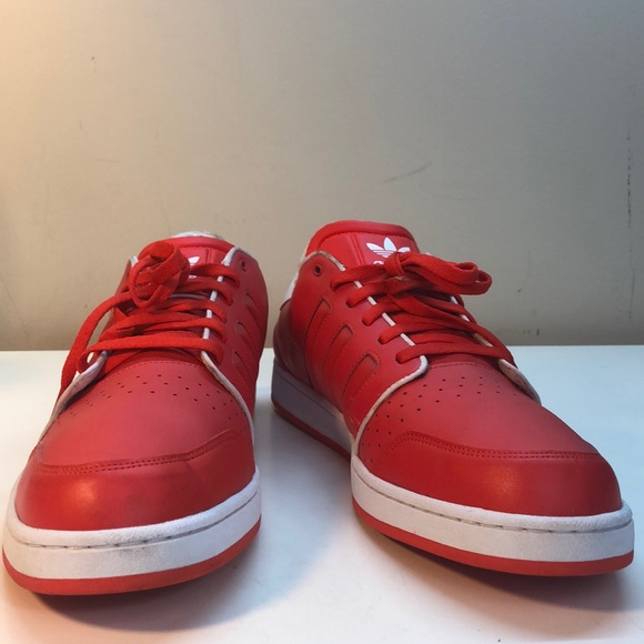 adidas Red & White Leather Sneakers Size 18 - Picture 2 of 9